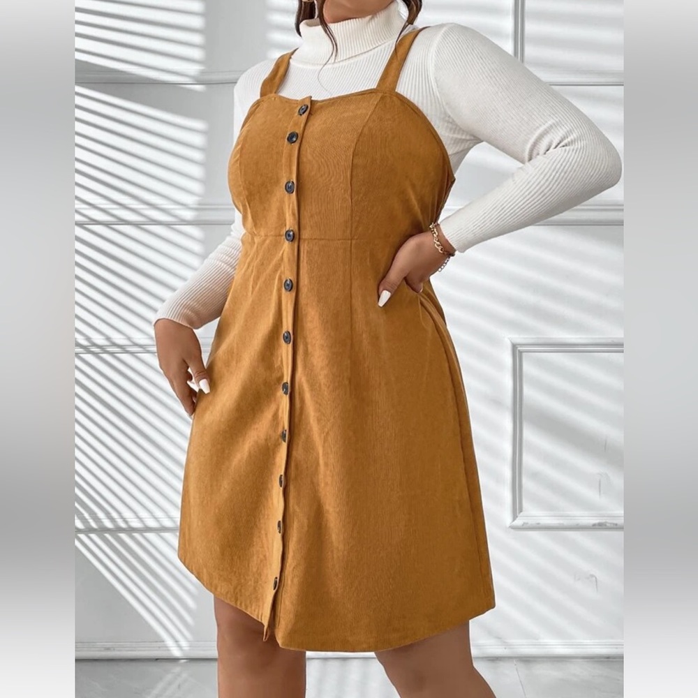 Shein Tan Corduroy Dress